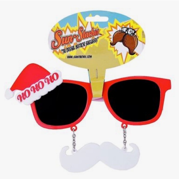 1 PC Holiday Christmas Party Fun Santa Ho Ho Ho Licensed Sunglass Sun-Stach - Picture 2 of 7